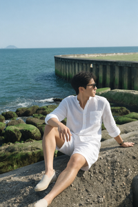 Linen Band Collar Shirt — view 2